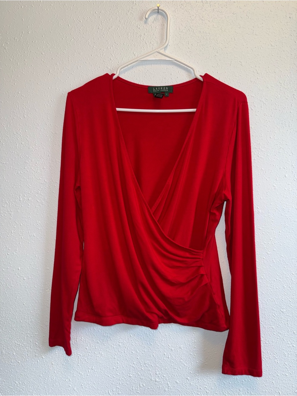 Lauren Ralph Lauren Vermilion Wrap-Front Long Sleeve Top
